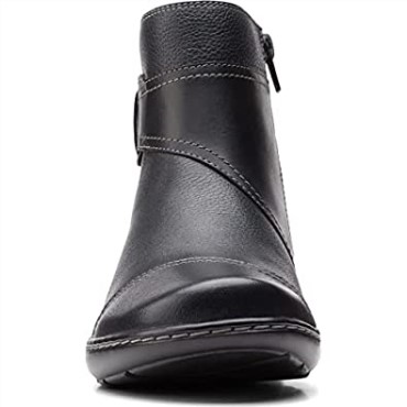 Botines Clarks Mujer Cora Tropic Cuero Metalizado Negro Piel