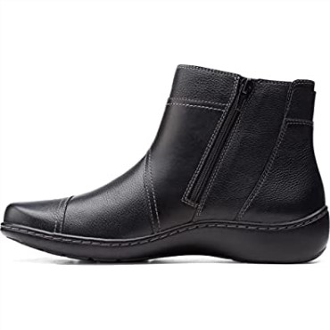 Botines Clarks Mujer Cora Tropic Cuero Metalizado Negro Piel