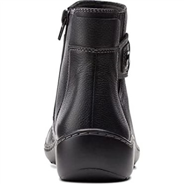 Botines Clarks Mujer Cora Tropic Cuero Metalizado Negro Piel