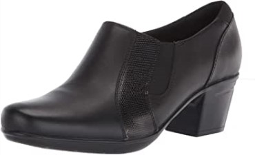 Mocasines Mujer Clarks Emslie Chelsea Cuero Negro Lagarto Sintético