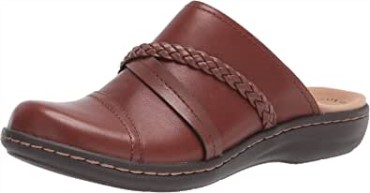 Clarks Laurieann Step Clog Mujer Cuero Marrón Oscuro