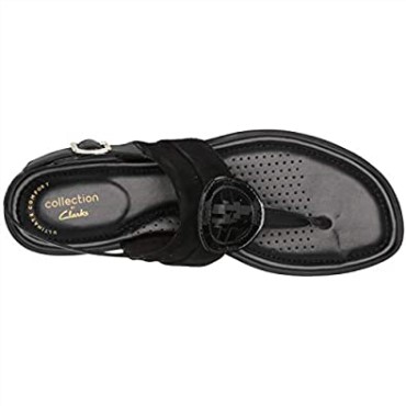 Sandalias Planas Mujer Clarks Reyna Glam Negro Sintético Interest Combi