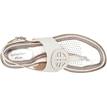Sandalias Planas Mujer Clarks Reyna Glam Sintético Blanco