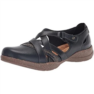 Clarks Roseville Step Merceditas Planas De Mujer En Piel Azul Marino