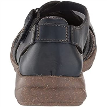 Clarks Roseville Step Merceditas Planas De Mujer En Piel Azul Marino