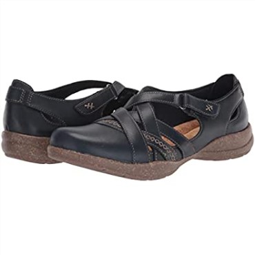 Clarks Roseville Step Merceditas Planas De Mujer En Piel Azul Marino