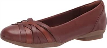 Clarks Sara Clover Ballet Flat Mujer Caoba Ny Cuero Combi