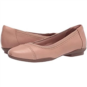 Clarks Sara Orchid Bailarinas Planas Para Mujer De Cuero Rubor Oscuro