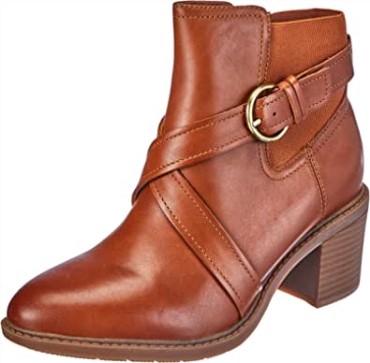 Botines Mujer Clarks Scene Strap Cuero Caramelo