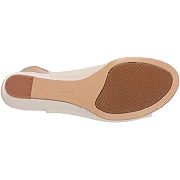 Sandalia Mujer Clarks Sense Seda Cuña Piel Blanca