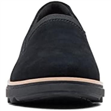 Mocasines Con Plataforma Sharon Dolly De Clarks Para Mujer Ante Negro Con Mundo De Bronceado Oscuro