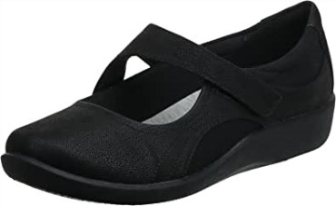 Clarks Sillian Bella Mary Jane Planas Negras Mujer