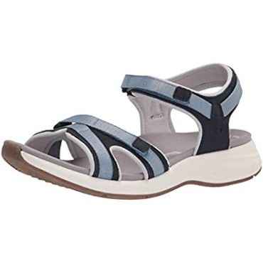 Sandalia Plana Mujer Clarks Solan Drift Ante Azul Marino Piel