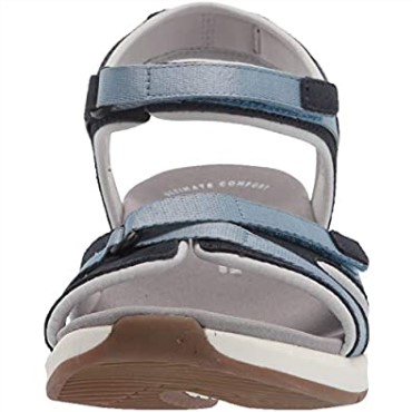Sandalia Plana Mujer Clarks Solan Drift Ante Azul Marino Piel