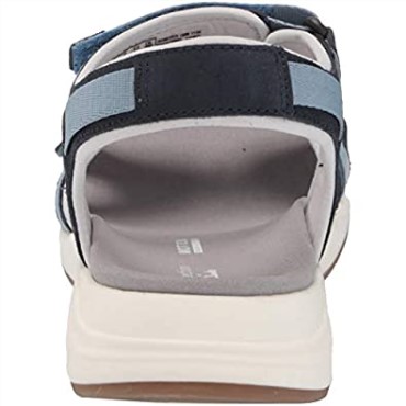 Sandalia Plana Mujer Clarks Solan Drift Ante Azul Marino Piel