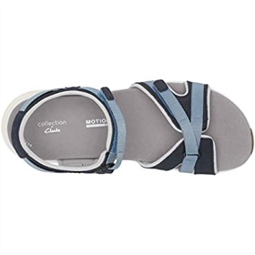 Sandalia Plana Mujer Clarks Solan Drift Ante Azul Marino Piel