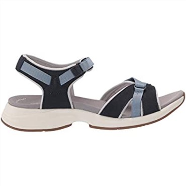 Sandalia Plana Mujer Clarks Solan Drift Ante Azul Marino Piel