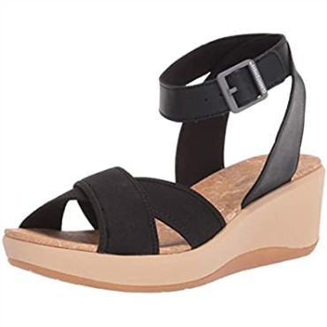 Sandalias De Mujer Clarks Step Cali Coast Con Cuña En Tejido Textil Negro
