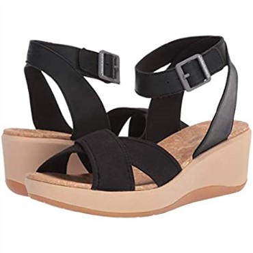 Sandalias De Mujer Clarks Step Cali Coast Con Cuña En Tejido Textil Negro
