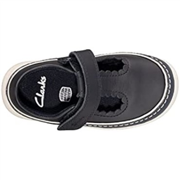 Crest Sky Zapatos De Cuero Para Niños Pequeños Navy Clarks