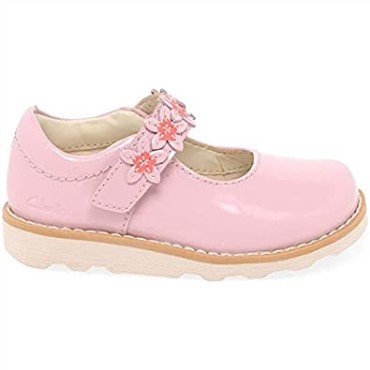Corona Pétalo Zapatos De Cuero Para Niños Pequeños Anchos Rosa Clarks