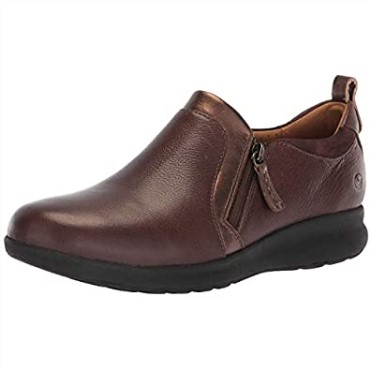 Mocasín De Mujer Combi Un Adorn Con Cremallera En Piel Marrón Oscuro Clarks