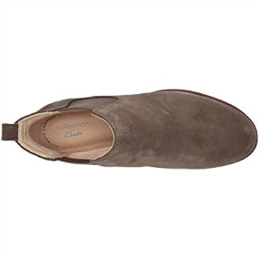 Botines Chelsea Taylor Shine De Mujer En Ante Verde Oliva Oscuro Clarks