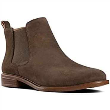 Botines Chelsea Taylor Shine De Mujer En Ante Verde Oliva Oscuro Clarks