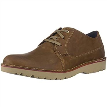 Cuero Marrón Oscuro Clarks Hombres Vargo Plaoxford