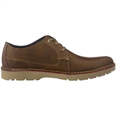 Cuero Marrón Oscuro Clarks Hombres Vargo Plaoxford
