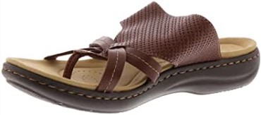 Sandalias Planas Para Mujer Laurieann Edge De Clarks En Cuero Marrón Oscuro