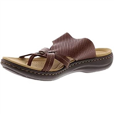 Sandalias Planas Para Mujer Laurieann Edge De Clarks En Cuero Marrón Oscuro