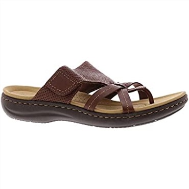 Sandalias Planas Para Mujer Laurieann Edge De Clarks En Cuero Marrón Oscuro