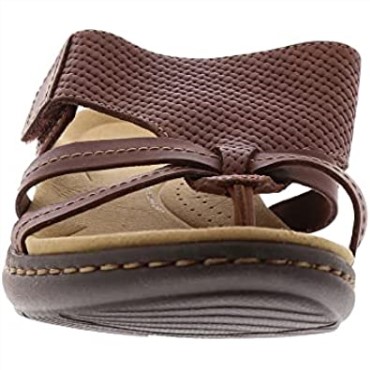 Sandalias Planas Para Mujer Laurieann Edge De Clarks En Cuero Marrón Oscuro