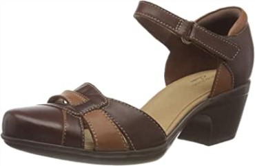 Sandalias De Tacón Combi Clarks 261 600764 Emily Daisy Para Mujer En Cuero Tostado Oscuro