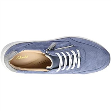 Zapatilla De Mujer Sde Clarks Un Rio Con Cremallera Azul Vaquero