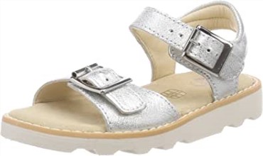 Sandalias De Niña Crown Bloom T Sling Back Cuero Plateado Clarks