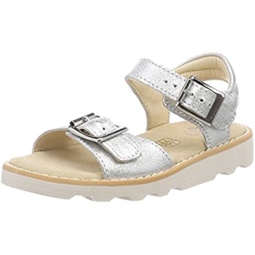 Sandalias De Niña Crown Bloom T Sling Back Cuero Plateado Clarks