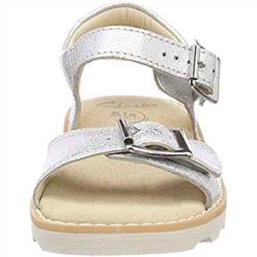 Sandalias De Niña Crown Bloom T Sling Back Cuero Plateado Clarks