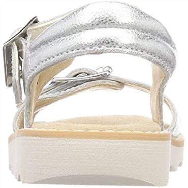 Sandalias De Niña Crown Bloom T Sling Back Cuero Plateado Clarks