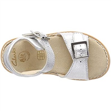 Sandalias De Niña Crown Bloom T Sling Back Cuero Plateado Clarks