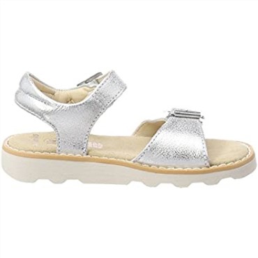 Sandalias De Niña Crown Bloom T Sling Back Cuero Plateado Clarks