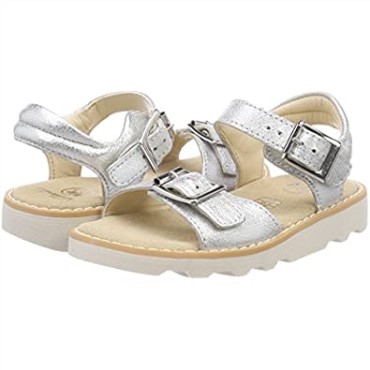 Sandalias De Niña Crown Bloom T Sling Back Cuero Plateado Clarks