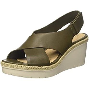 Sandalias De Mujer Clarks Palm G Low En Piel Verde Caqui Con Correa En El Tobillo