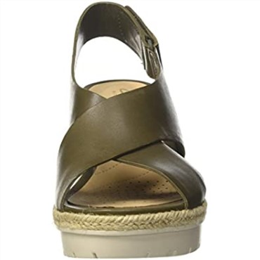 Sandalias De Mujer Clarks Palm G Low En Piel Verde Caqui Con Correa En El Tobillo