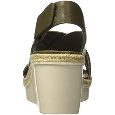 Sandalias De Mujer Clarks Palm G Low En Piel Verde Caqui Con Correa En El Tobillo