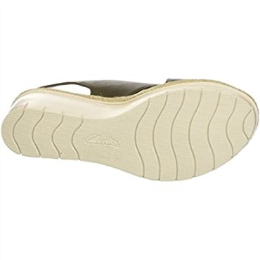 Sandalias De Mujer Clarks Palm G Low En Piel Verde Caqui Con Correa En El Tobillo