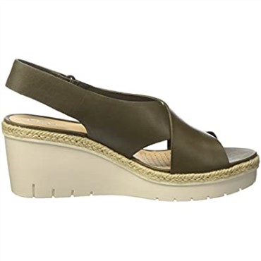 Sandalias De Mujer Clarks Palm G Low En Piel Verde Caqui Con Correa En El Tobillo