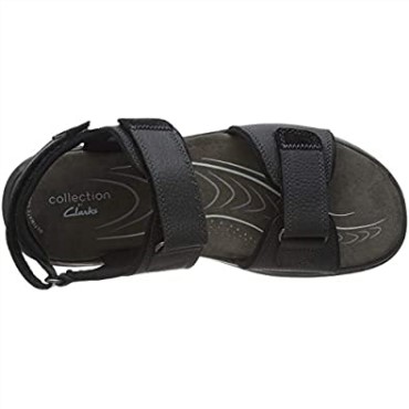 Sandalia Hombre Hapsford Trail Clarks Piel Martillada Negra