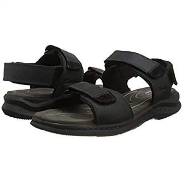 Sandalia Hombre Hapsford Trail Clarks Piel Martillada Negra